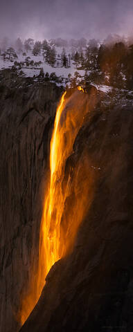 Last light, Horsetail Falls pano shape