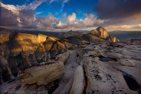 Unique photograph of half dome and quarter domes in Yosemite National Park.