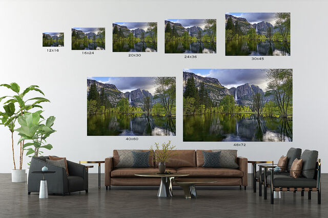 Wall Sizes to scale 48x72 to 12x16